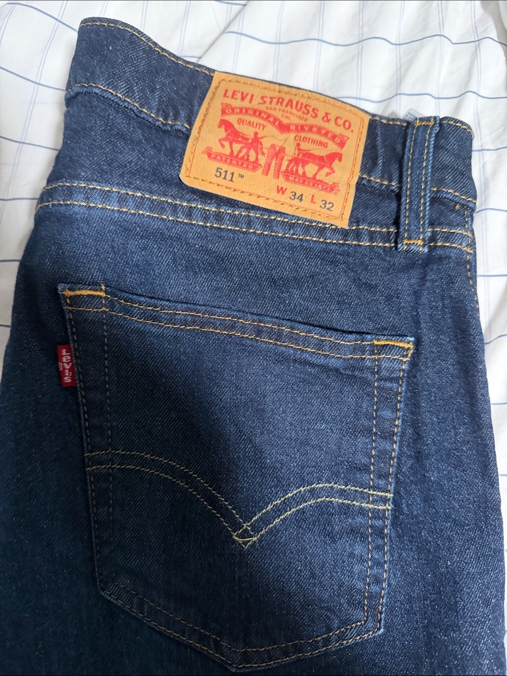 Levi's Men's Straight Jeans in Dark Blue Denim